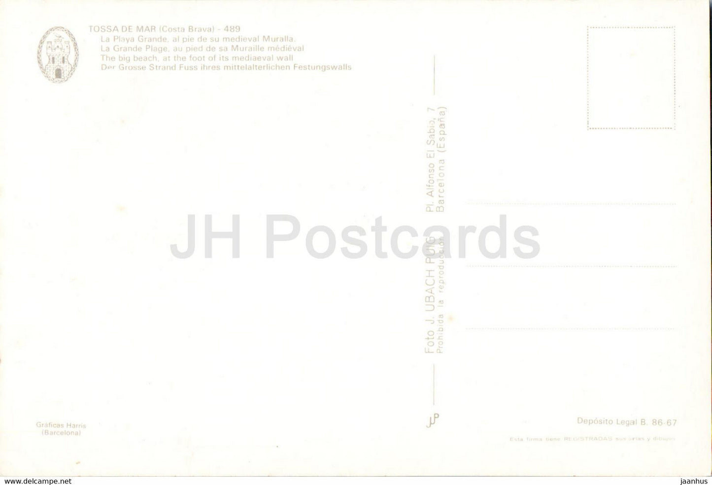 Tossa de Mar - La Playa Grande - al pie de su medieval Muralla - Strand - mittelalterliche Mauer - 489 - Spanien - unbenutzt