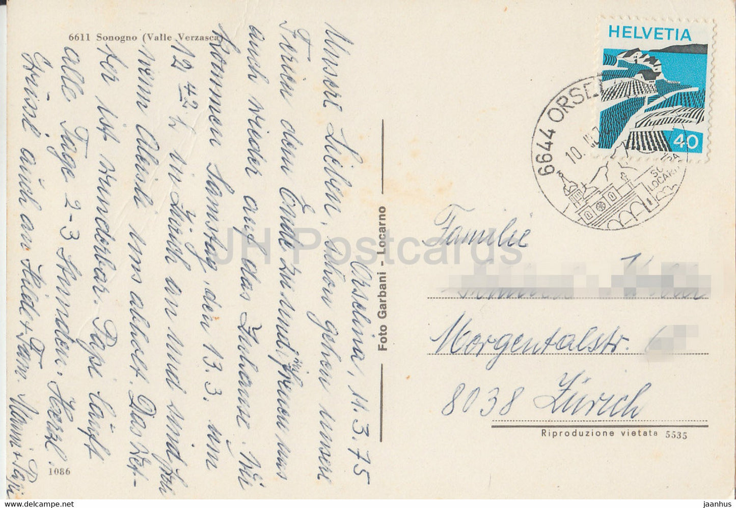 Sonogno - Valle Verzasca - 6611 - 1975 - Suisse - occasion