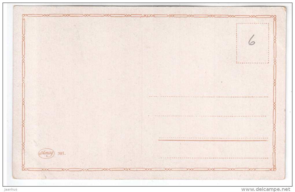 illustration by Fiebiger - sea - pavilion - Amag 391 - old postcard - unused - JH Postcards