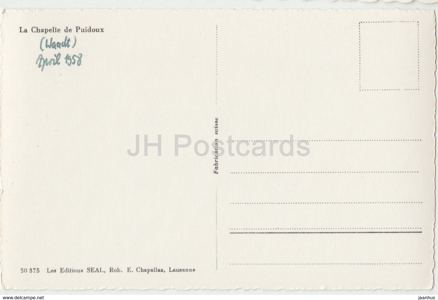 La Chapelle de Puidoux – Kapelle – Schweiz – 1958 – gebraucht