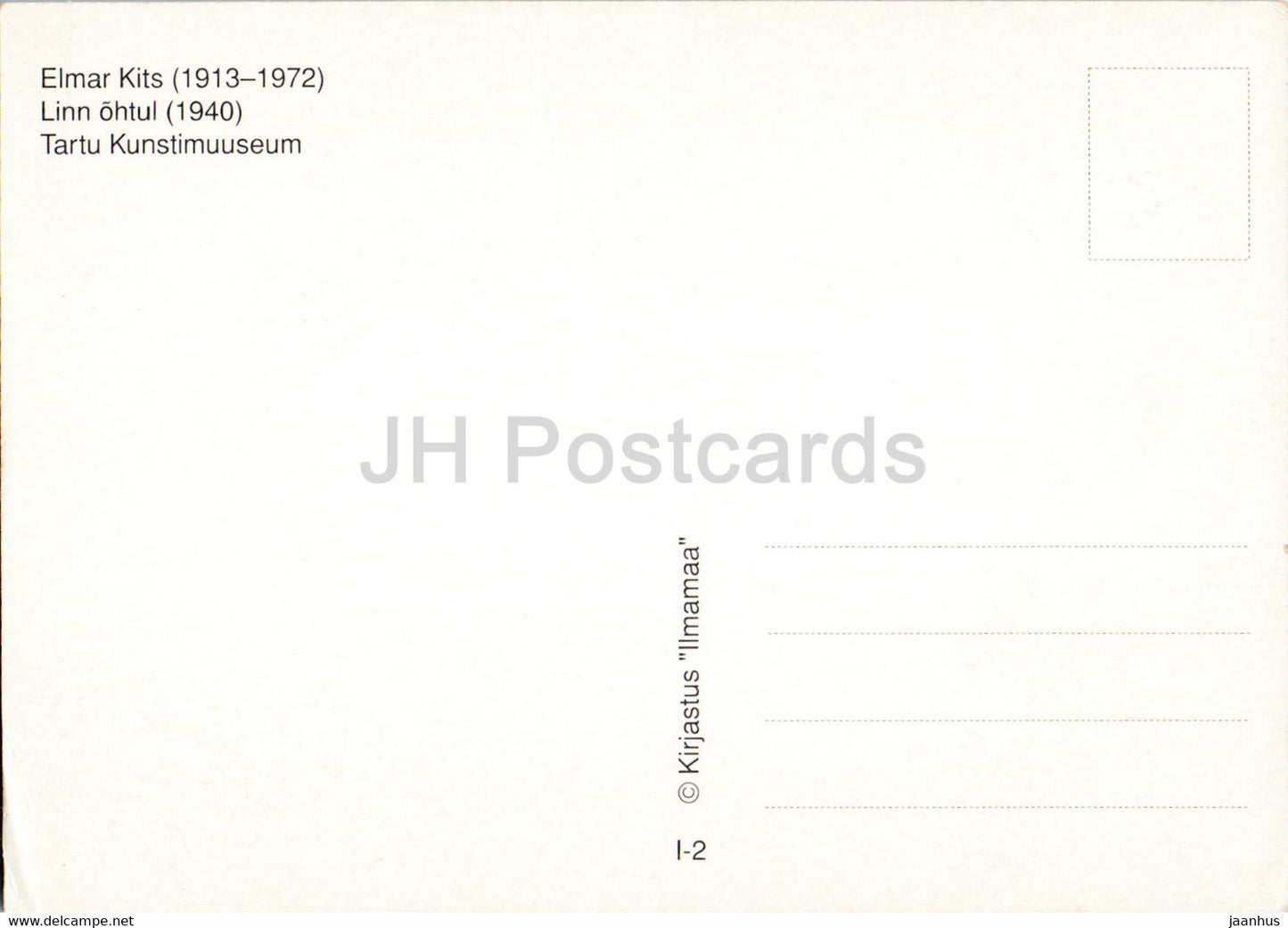 painting by Elmar Kits - Evening City - Estonian art - Estonia - unused