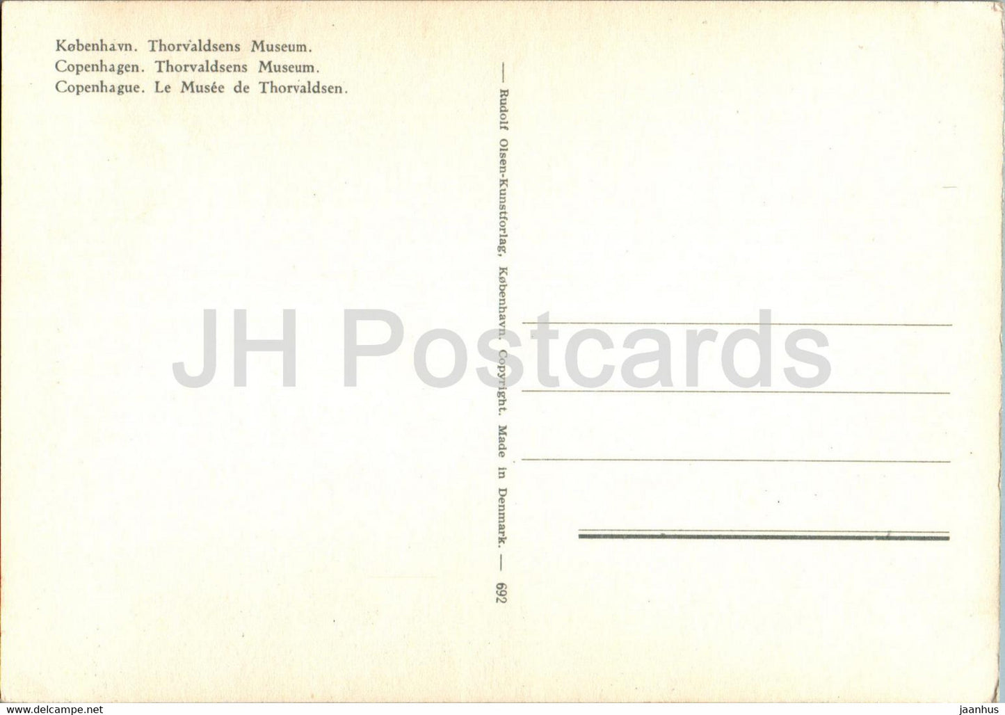 Copenhague - Copenhague - Musée Thorvaldsens - bus - 692 - Danemark - inutilisé