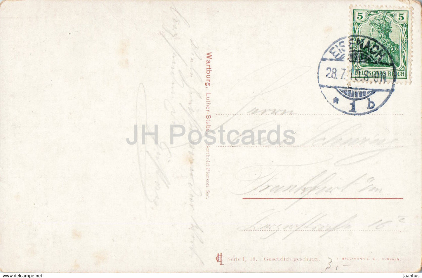 Wartburg - Luther Stube - Illustration von Berthold Pierson - alte Postkarte - 1910 - Deutschland - gebraucht