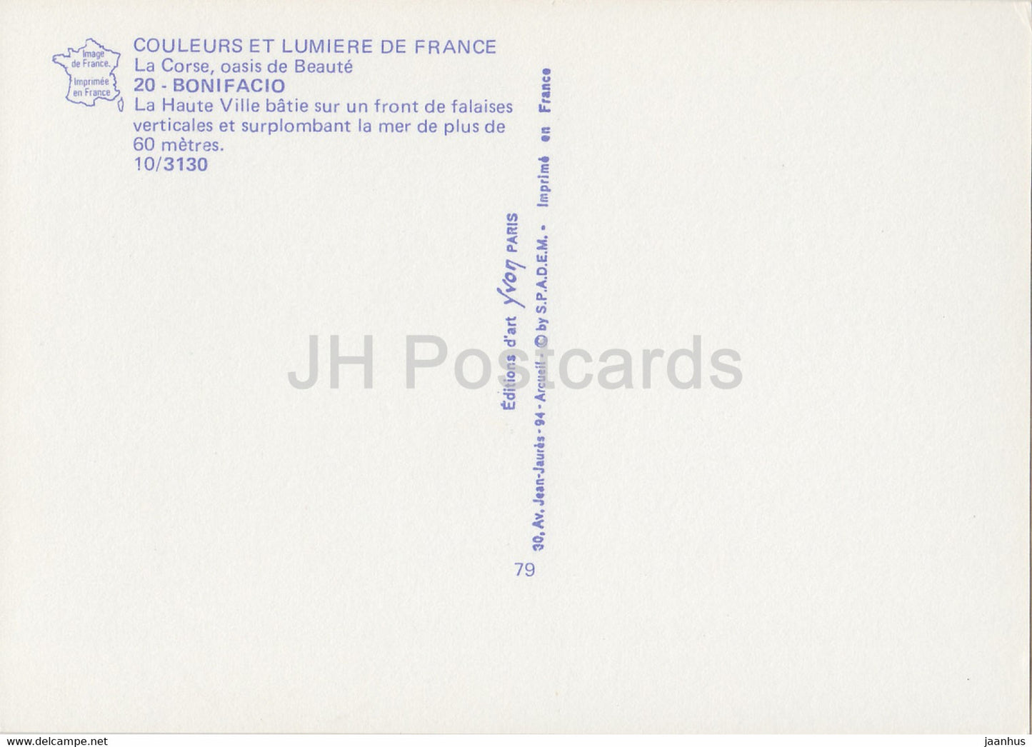 Bonifacio - La Haute Ville batie sur un front de falaises verticales - 20 - France - unused