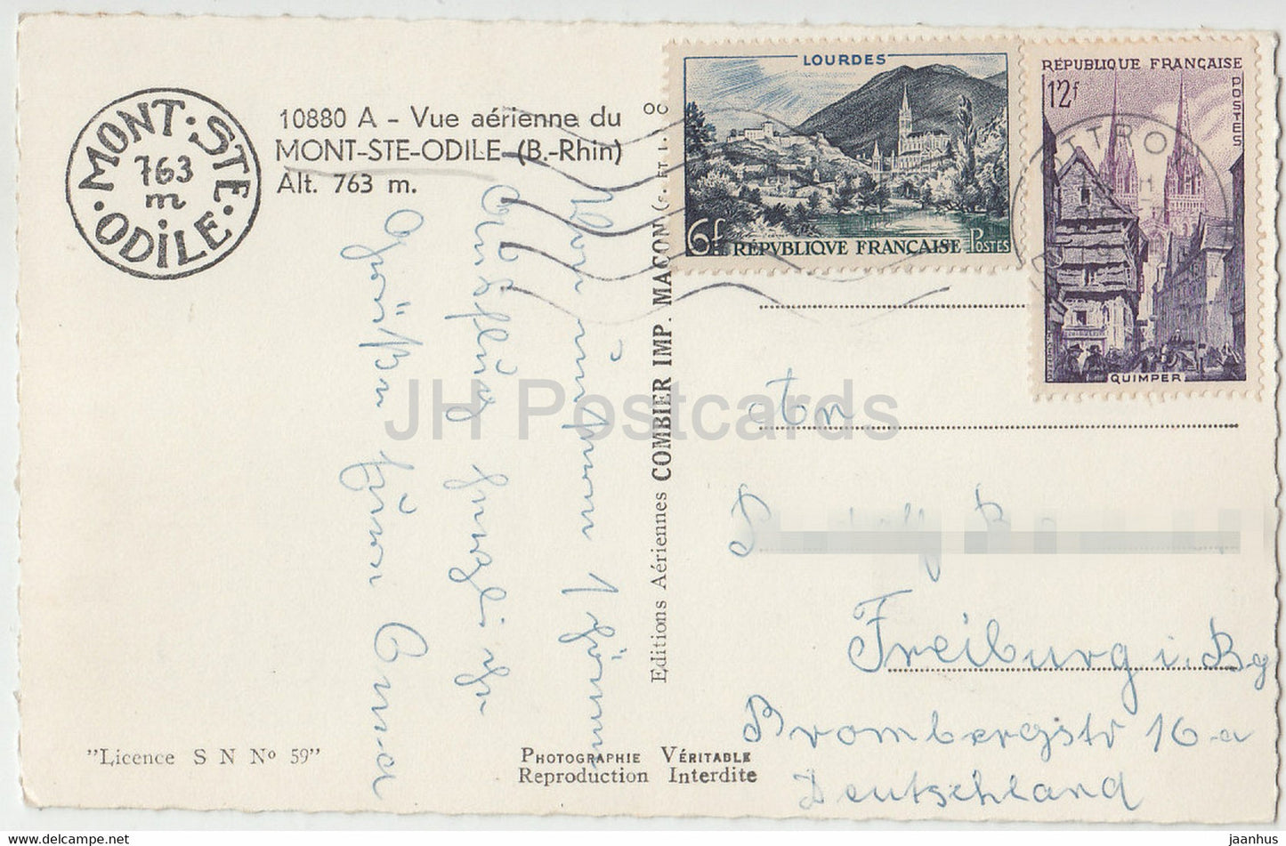 Vue Aerienne du Mont Ste Odile – 763 m – 345 – alte Postkarte – Frankreich – gebraucht