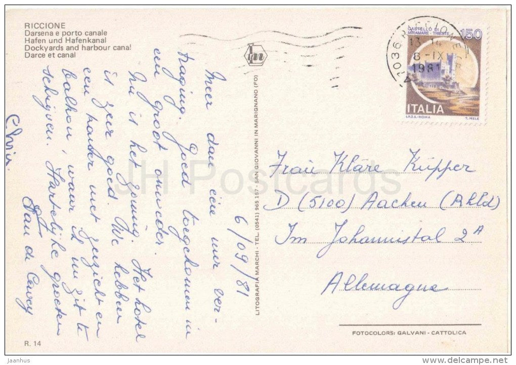 Darsena e Porto Canale - dockyards and harbour canal - Forli - Emilia-Romagna R. 14 - Italia - Italy - sent to Germany - JH Postcards