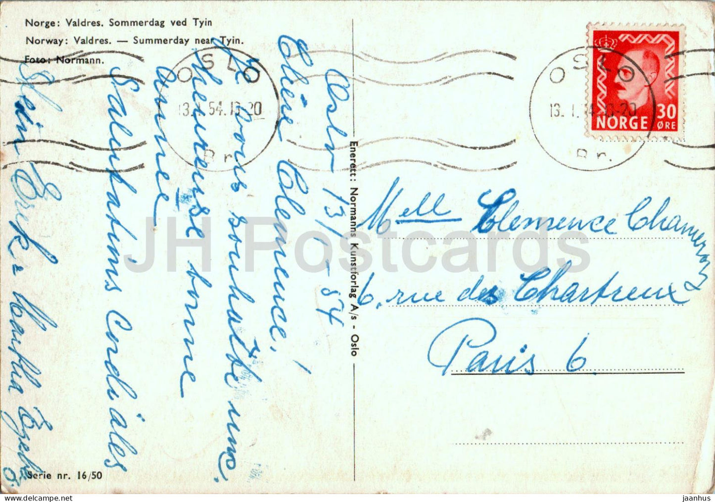 Valdres - Sommerdag ved Tyin - Summerday près de Tyin - carte postale ancienne - 1954 - Norvège - utilisé