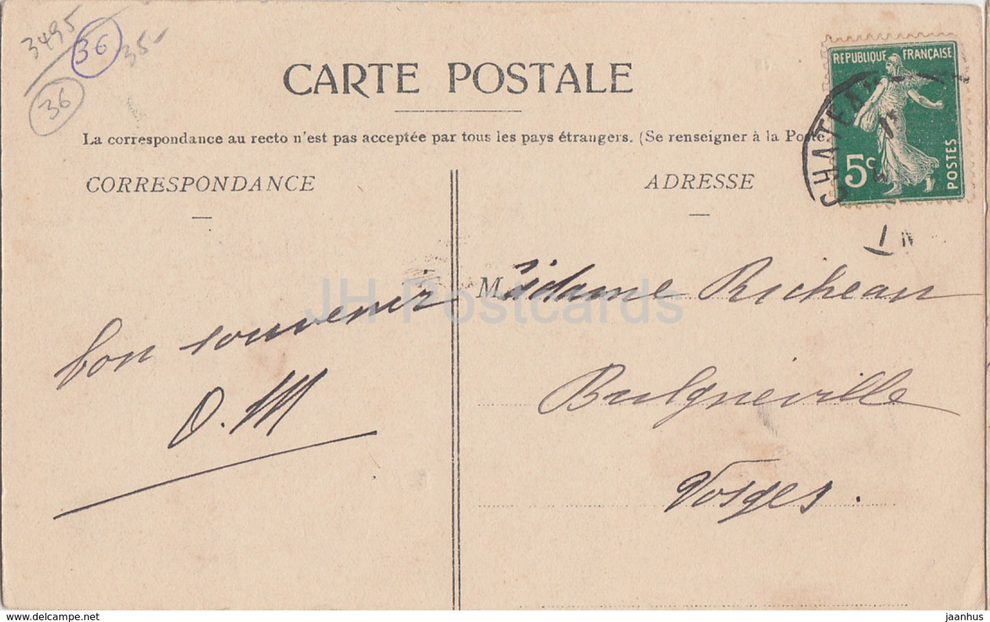 Chateau de Saint Gaultier - Chateaux de l'Indre - Schloss - 3115 - alte Postkarte - Frankreich - gebraucht