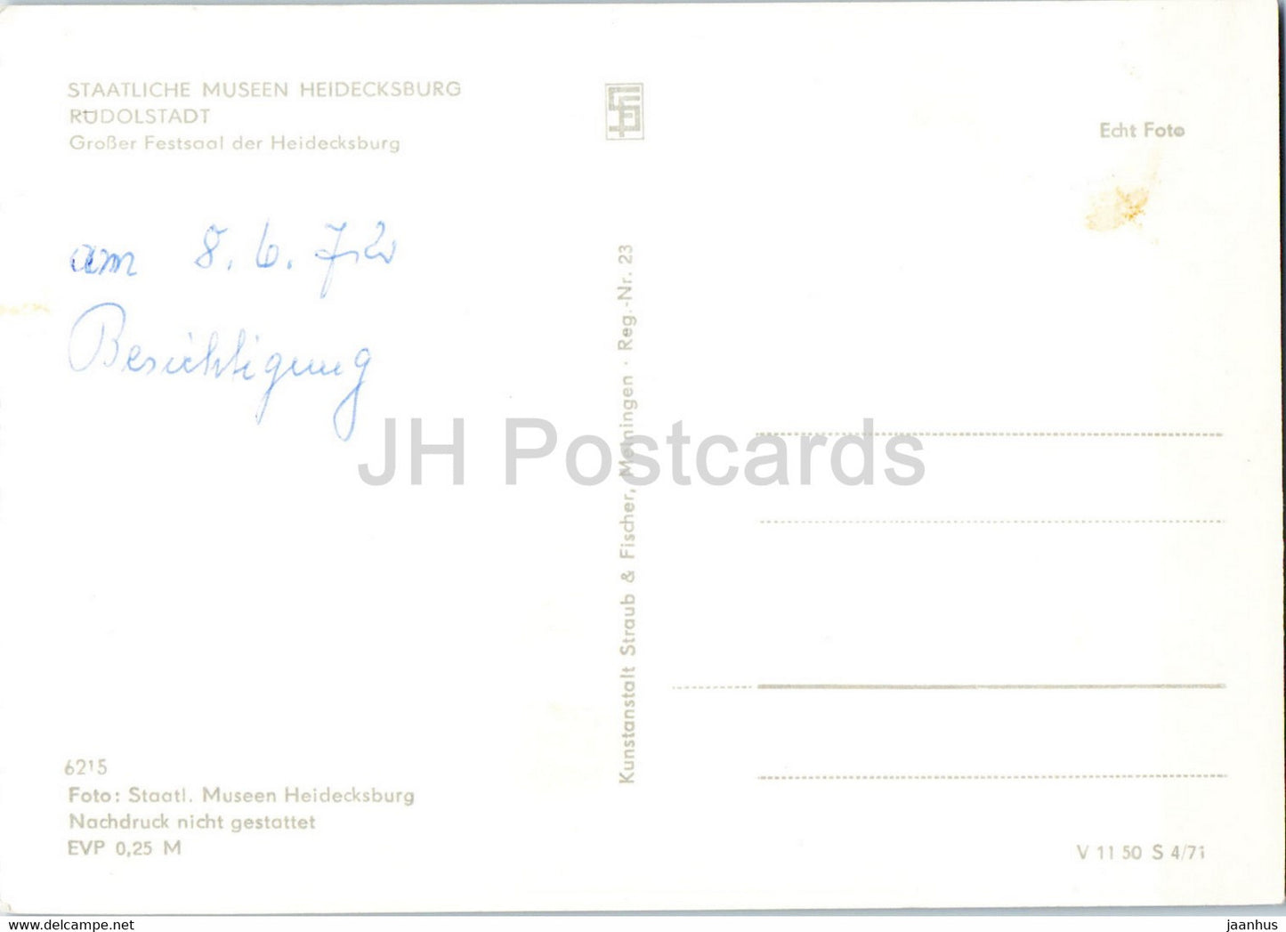 Rudolstadt - Grosser Festsaal der Heidecksburg - old postcard - 1972 - Germany DDR - unused