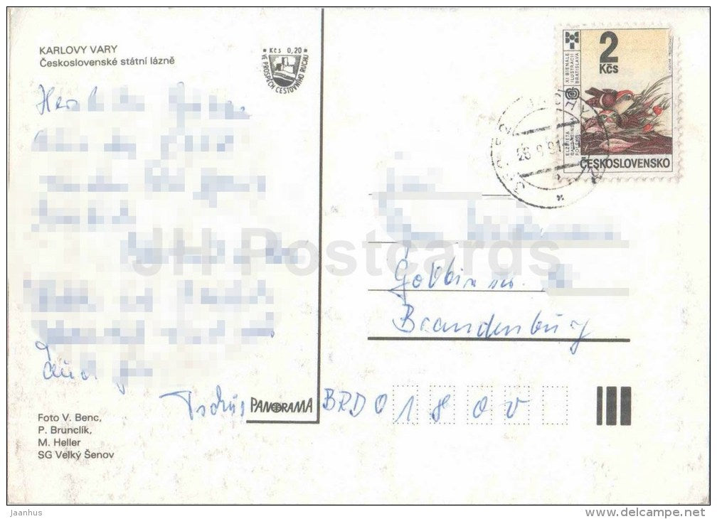 Karlovy Vary - Karlsbad - state spa - architecture - town views - cars - Czechoslovakia - Czech - used 1991 - JH Postcards