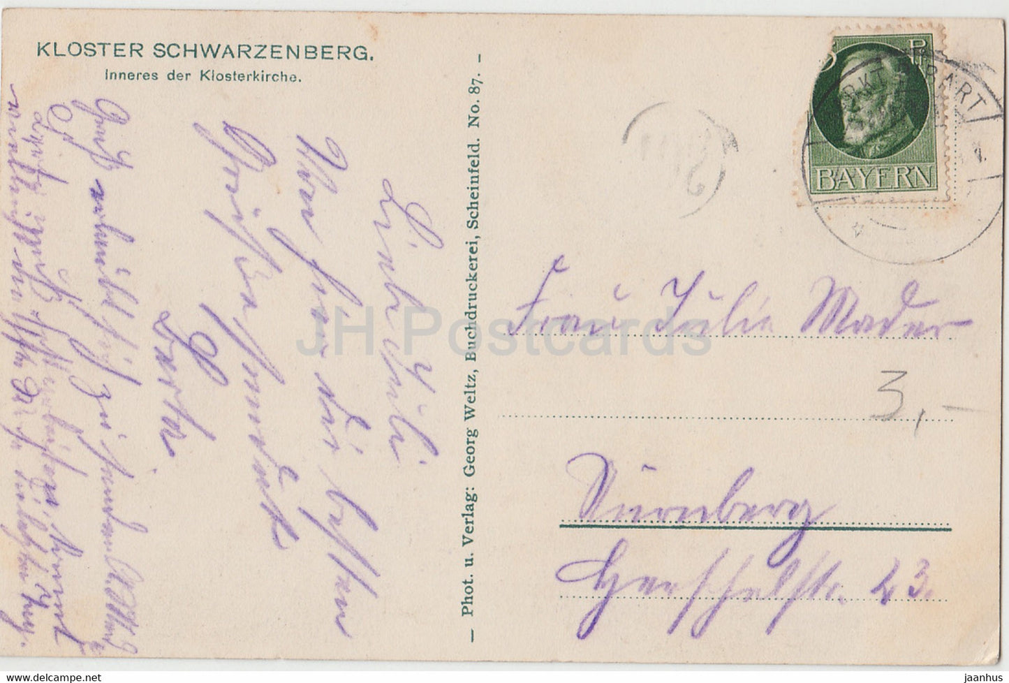 Kloster Schwarzenberg - Inneres der Klosterkirche - church - 87 - old postcard - Germany - used