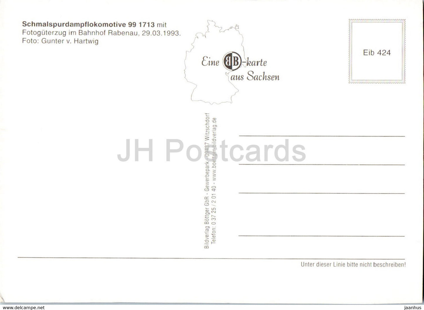 Schmalspurdampflokomotiven 991713 - Fotoguterzug im Bahnhof Rabenau - train - railway - locomotive - Germany - unused