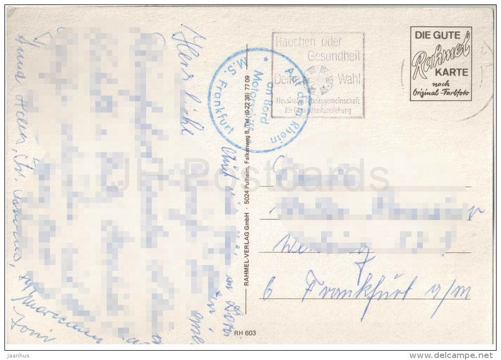 Der Rhein von Rüdesheim bis Köln - RH 603 - Germany - gelaufen - JH Postcards