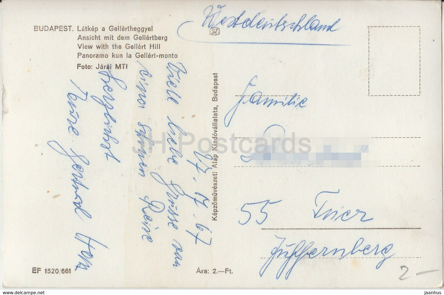 Budapest - View with the Gellert Hill - bridge - 1967 - Hungary - used