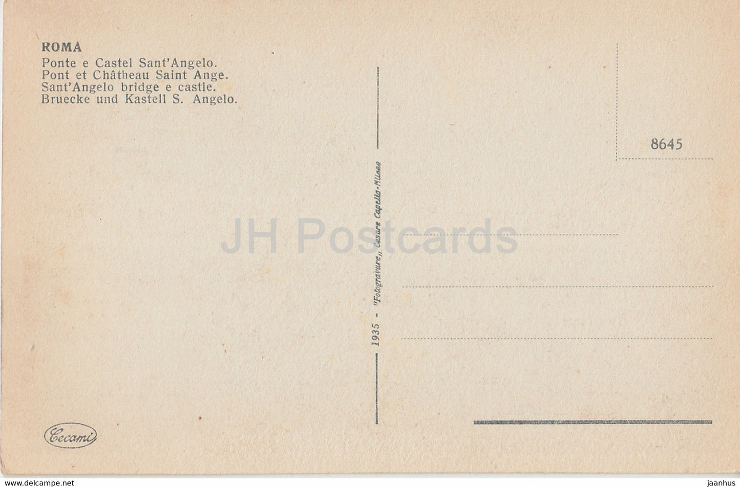 Roma - Rome - Sant Angelo bridge and castle - old postcard - Italy - unused