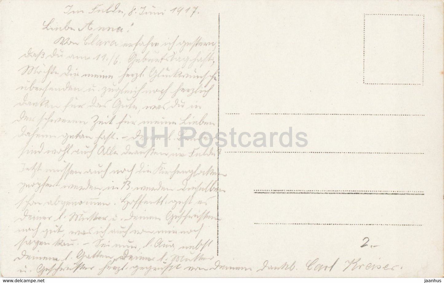 Felde - carte postale ancienne - 1917 - Allemagne - utilisé