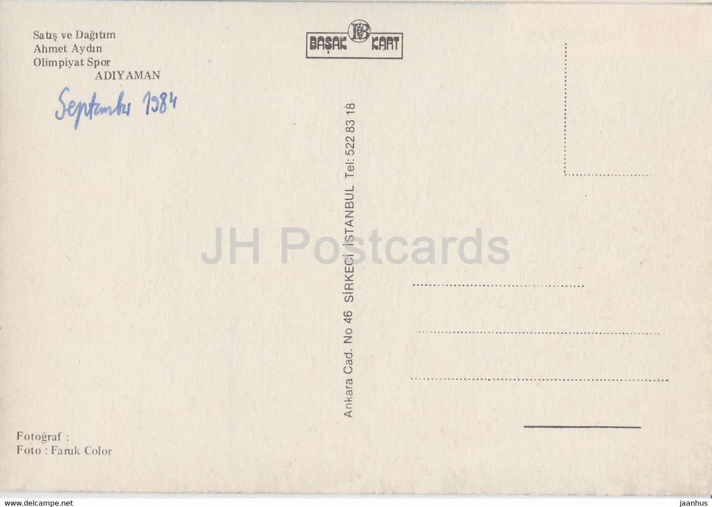 Adiyaman - Ventes et distribution Ahmet Aydin - Olimpiyat spor - 2 - 1984 - Turquie - d'occasion