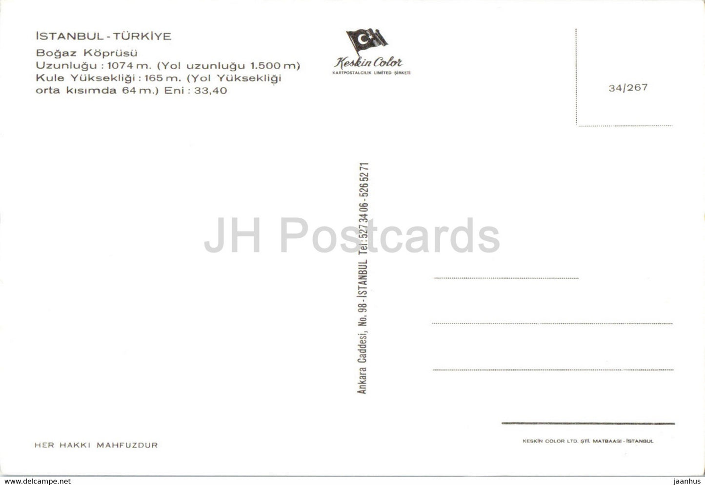 Istanbul - Bosphorus Bridge - Keskin Color - Turkey - unused