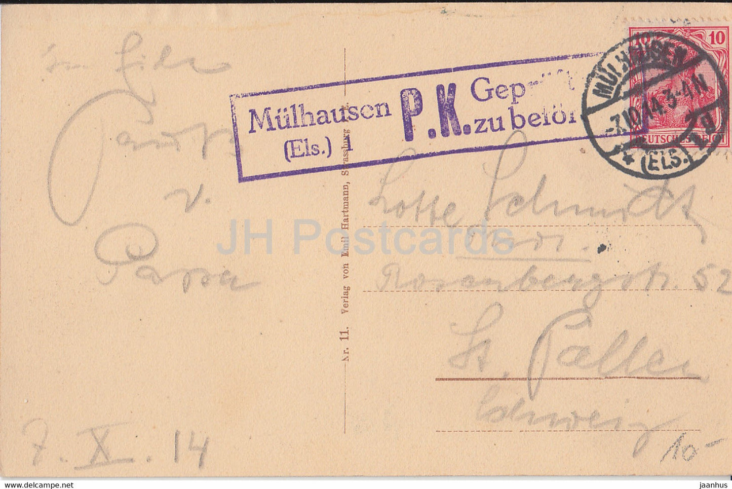 Mulhausen i Els - Mulhouse - Nord Staden - Quai du Nord et Canal - Boot - 11 - alte Postkarte - 1914 - Frankreich - gebraucht