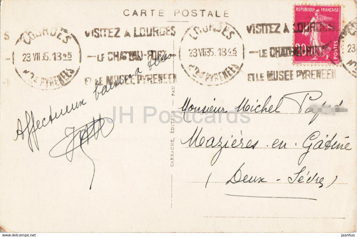 Pau - La Chaine des Pyrenees - 250 - old postcard - 1935 - France - used