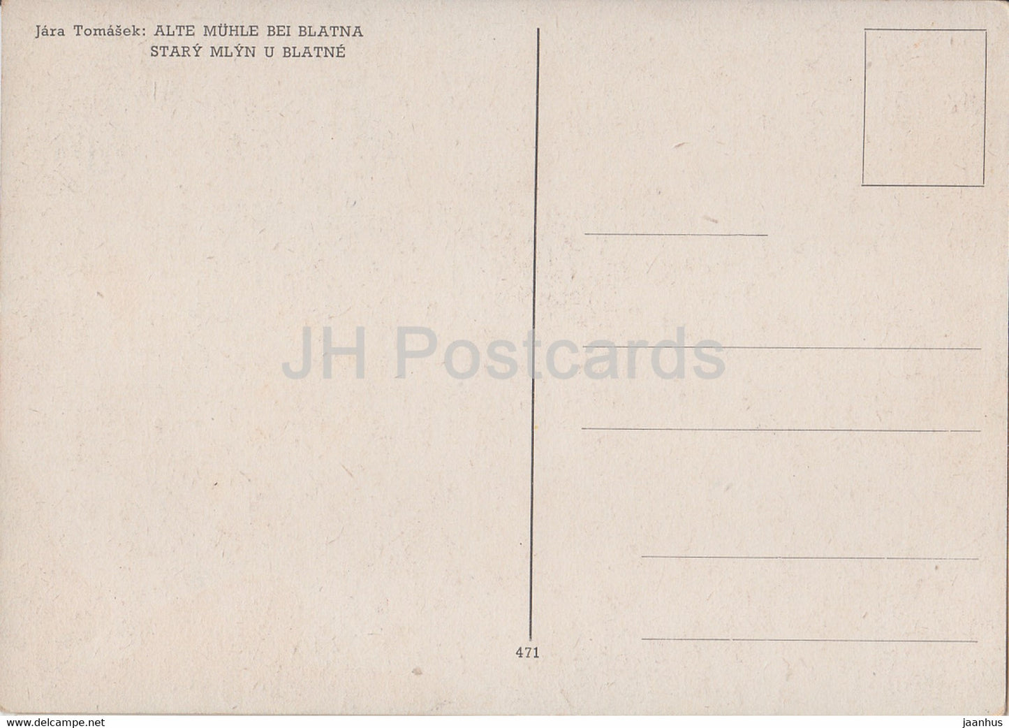 painting by Jara Tomasek - Alte Muhle bei Blatna - Stary Mlyn u Blatne - Czech art - Czech Republic - unused