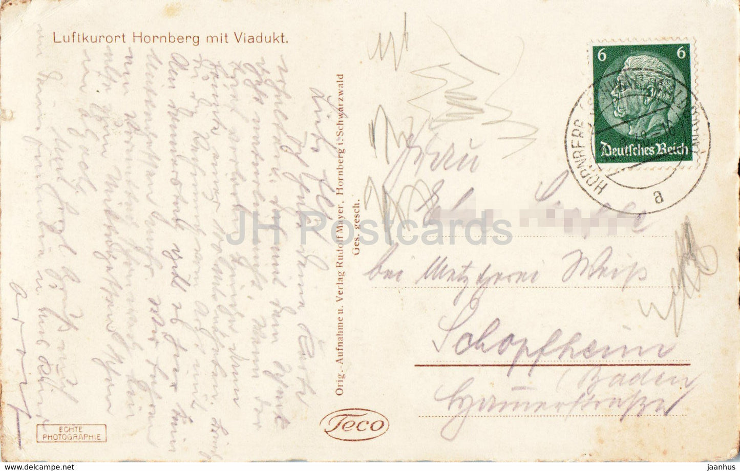 Luftkurort Hornberg mit Viadukt - old postcard - 1938 - Germany - used