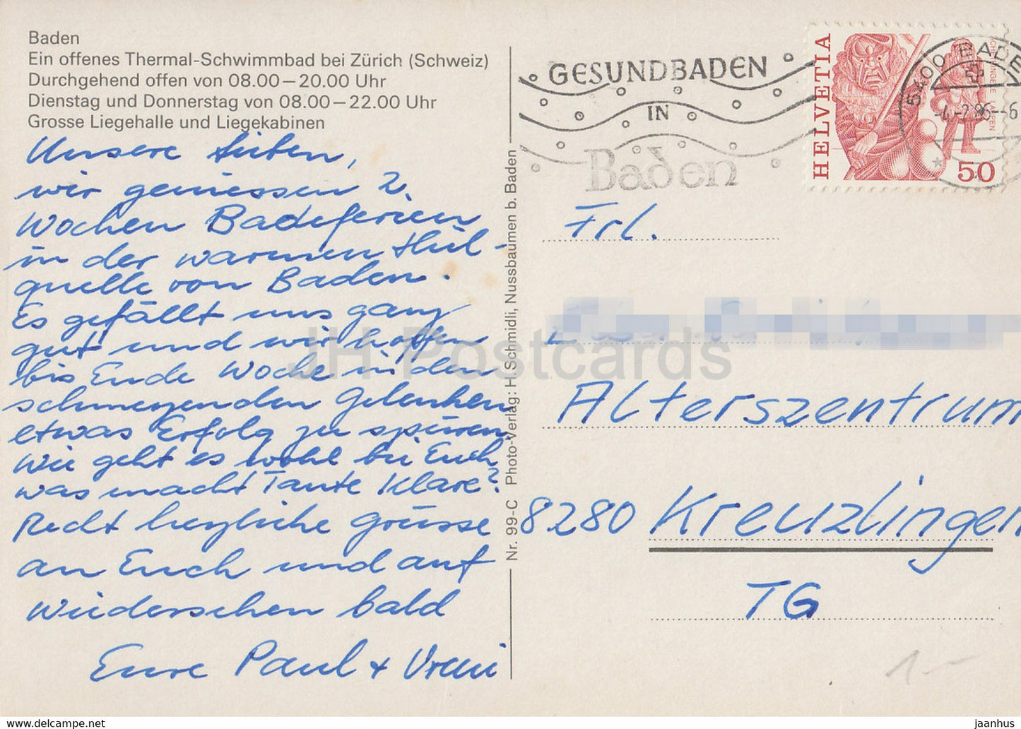 Baden - Ein Offenes Thermal Schwimmbad bei Zürich - Schwimmbad - 1986 - Schweiz - gebraucht