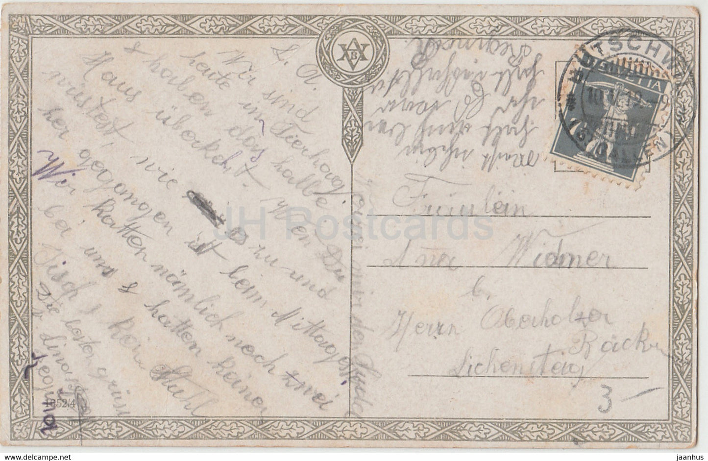 woman - 1652/4 - old postcard - 1919 - used