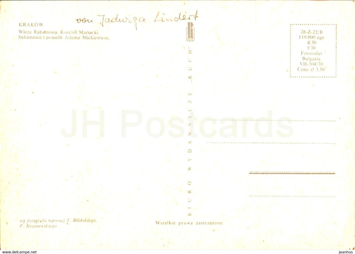 Krakow - Wieza Ratuszowa - Kosciol Mariacki - Town Hall Tower - St. Mary's Church - multiview - Poland - used