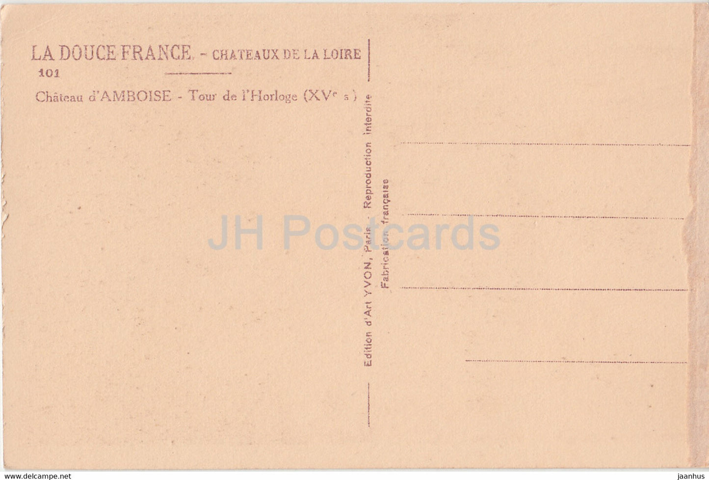 Chateau d'Amboise - Tour de l'Horloge - 101 - Schloss - alte Postkarte - Frankreich - unbenutzt