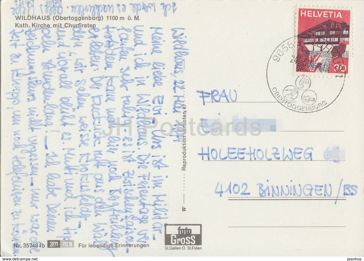 Wildhaus - Obertoggenburg - Kath Kirche mit Churfirsten - 1974 - Switzerland - used