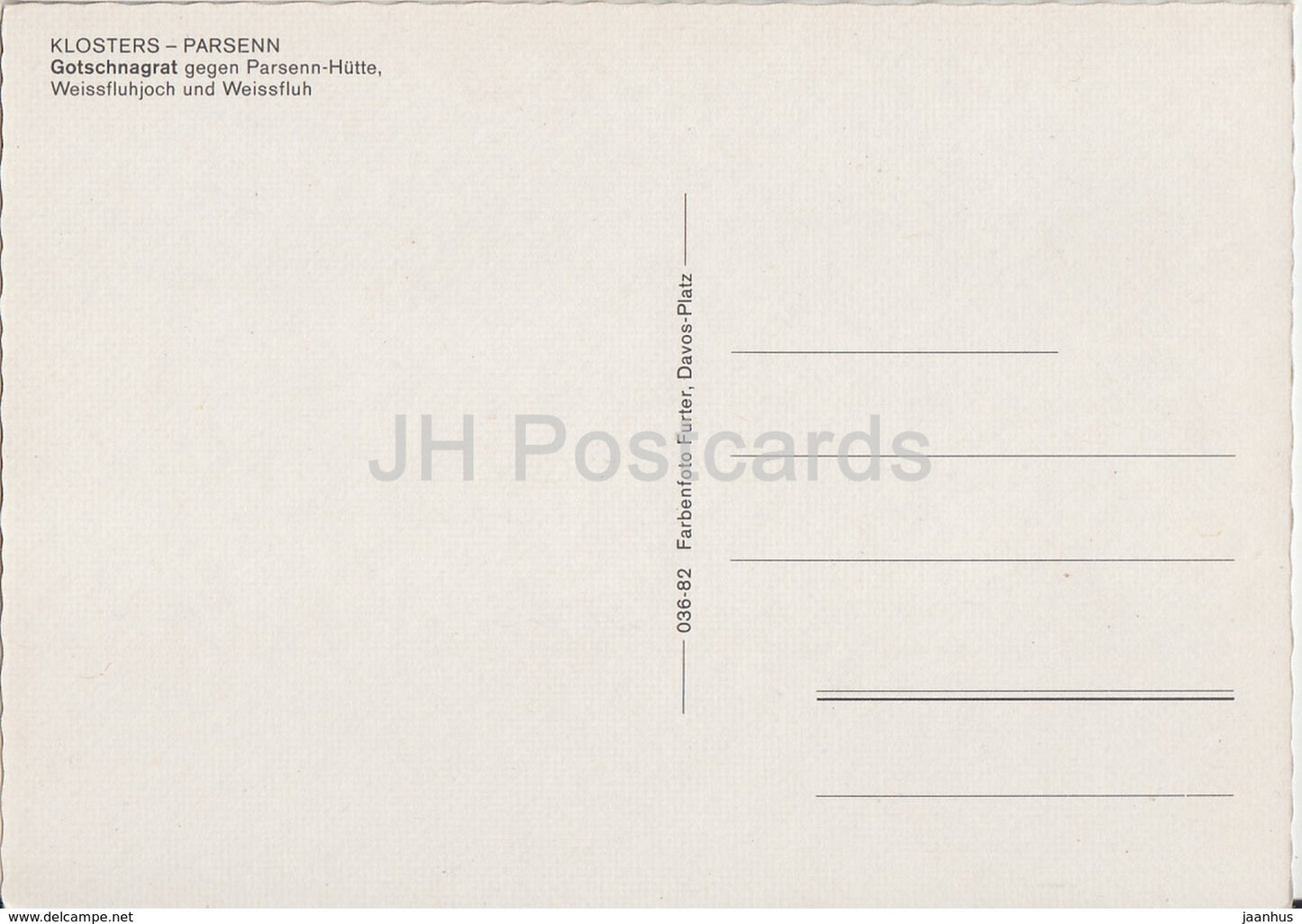 Klosters - Parsenn - Gotschnagrat gegen Parsenn Hutte - Weissfluhjoch - Weissfluh - Switzerland - unused