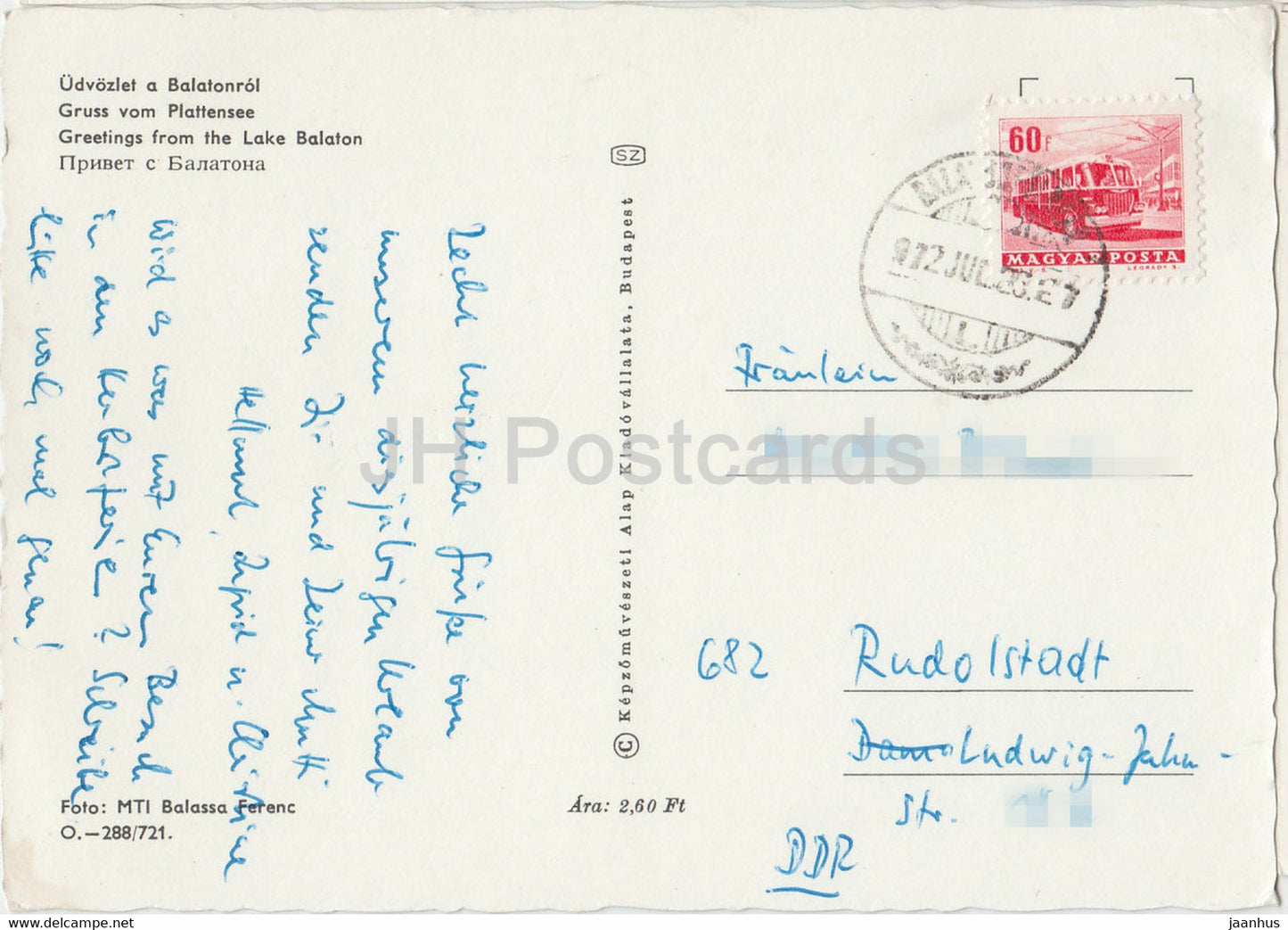 Udvozlet Balatonrol – Grüße vom Plattensee – Segelboot – 1986 – Ungarn – gebraucht