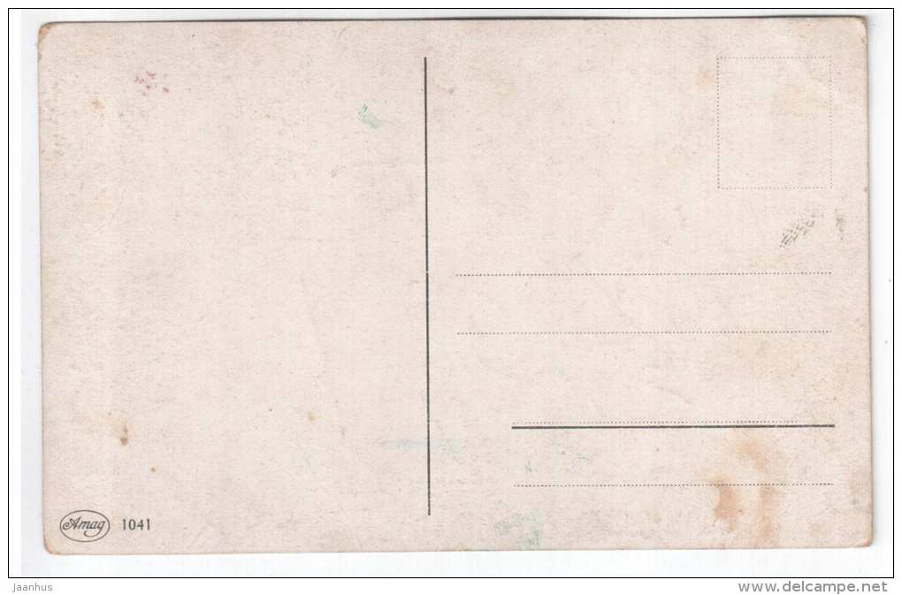 illustration by Fiebiger - road trees - Amag 1041 - old postcard - unused - JH Postcards