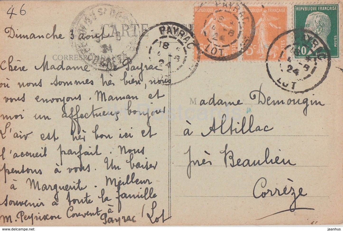 Payrac - Le Couvent - vieux Chateau - 1144 - old postcard - 1924 - France - used