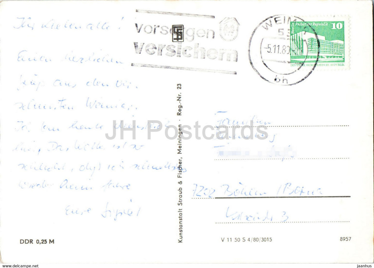 Weimar - Blick zum Rathaus - Nationaltheater - Interhotel Elephant - Goethes Gartenhaus - 1980 - Germany DDR - used