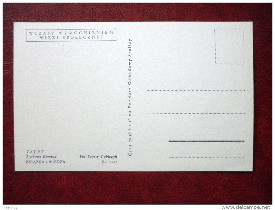 Tatry , Tylkowe Kominy - Tatra mountains , Tylkowe Kominy - old postcard - Poland - unused - JH Postcards