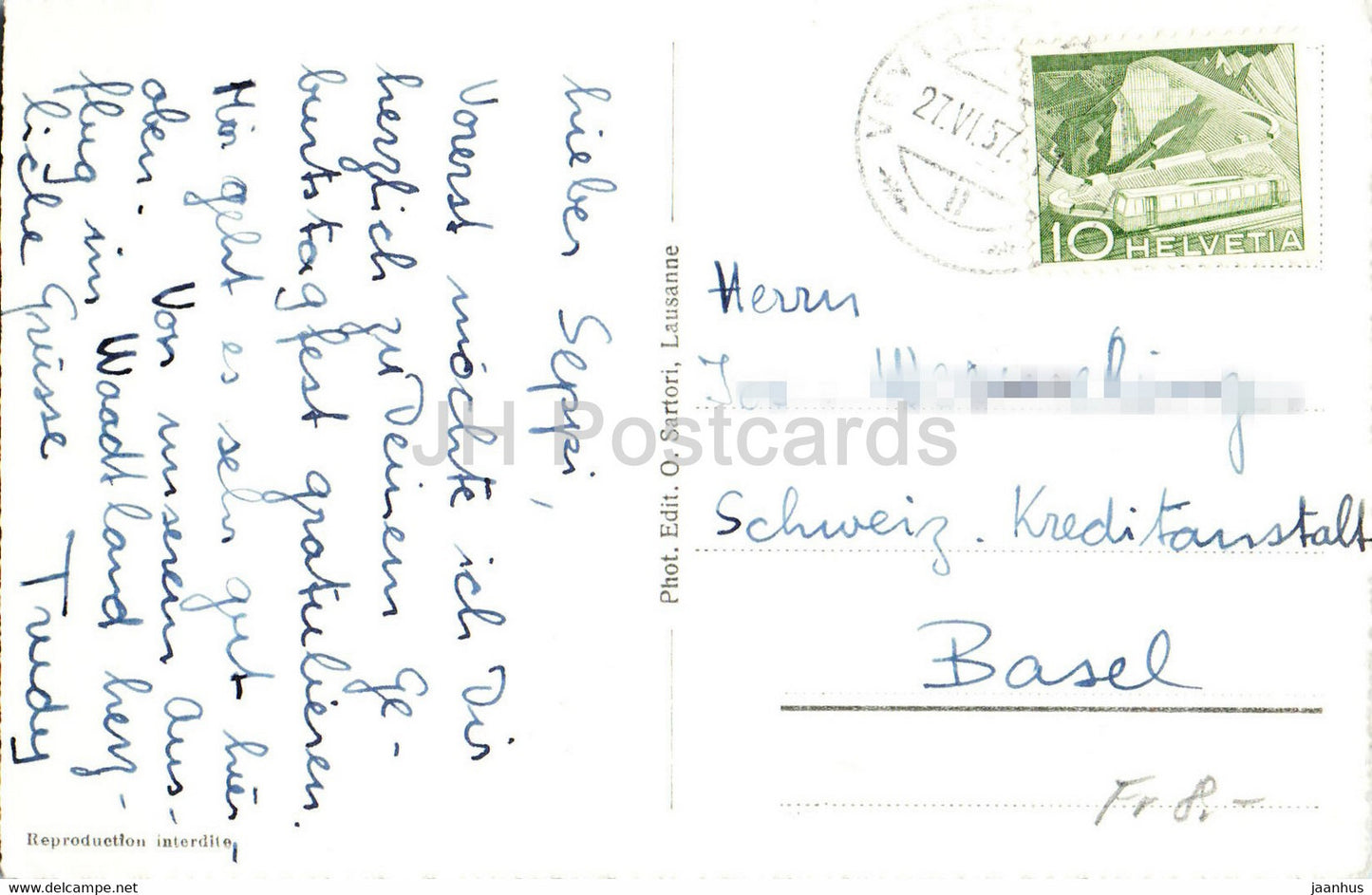 Barboleusaz 1225 m – 5125 – alte Postkarte – 1957 – Schweiz – gebraucht