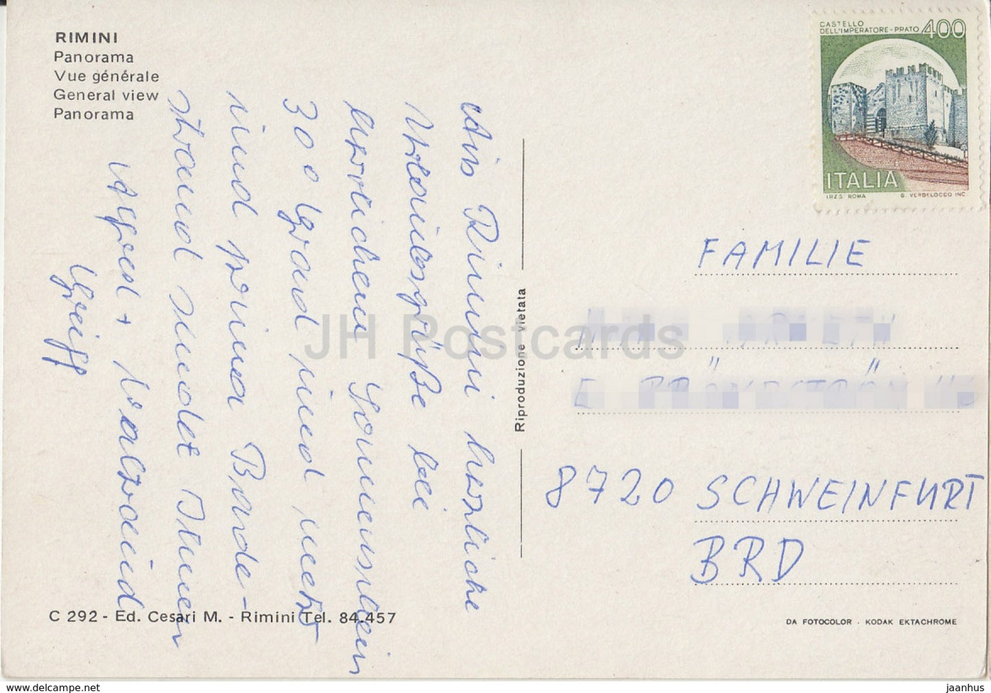 Rimini - panorama - reneral view - cars - beach - Italy - used