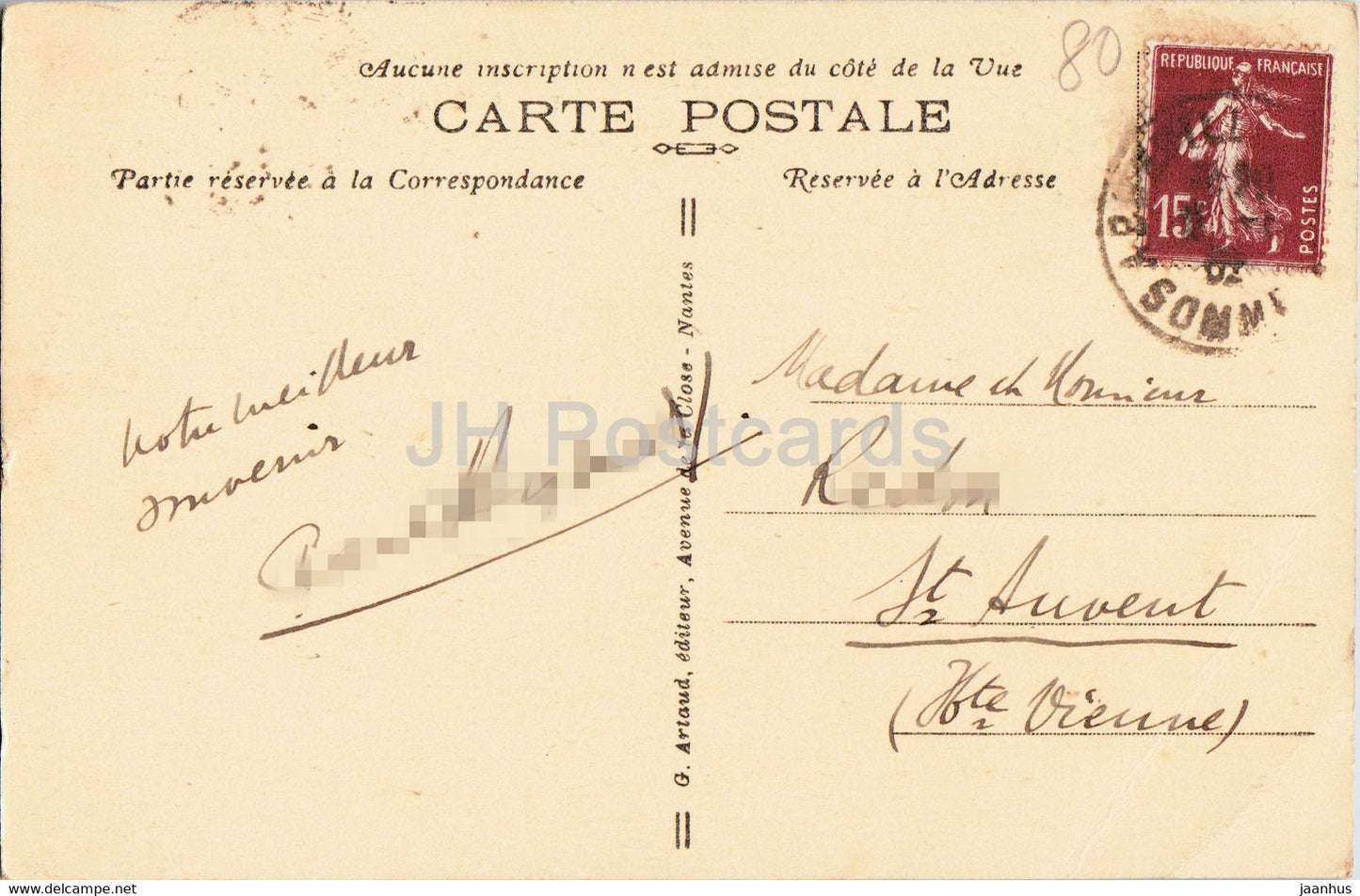 Abbeville - Cour de l'Hotel de Ville - 6 - alte Postkarte - Frankreich - gebraucht