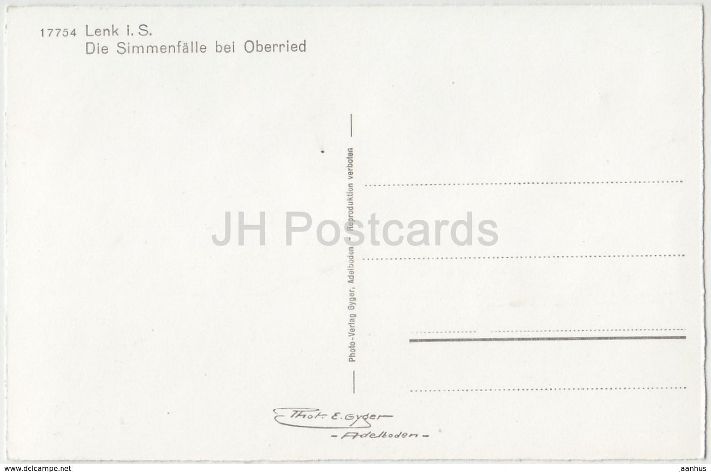 Lenk i. S. - Die Simmenfalle bei Oberried - Wasserfall - 17754 - Schweiz - alte Postkarte - unbenutzt