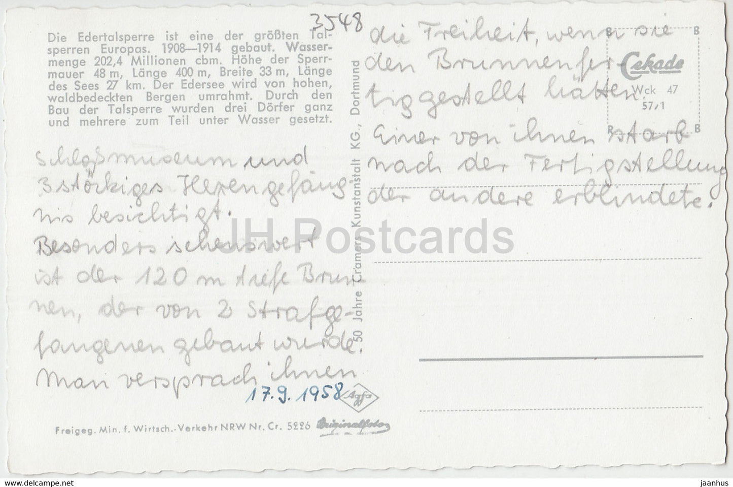 Schloss Waldeck am Edersee - castle - 1958 - Germany - used