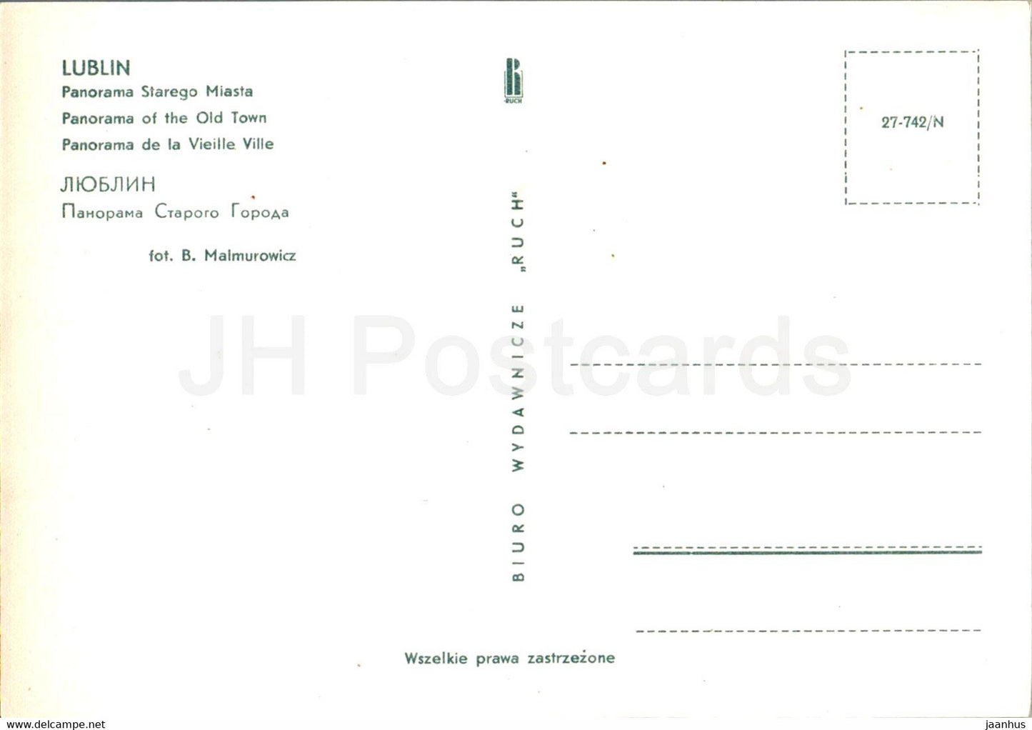 Lublin - Panorama Starego Miasta - Panorama of the Old Town - 27-742 - old postcard - Poland - unused