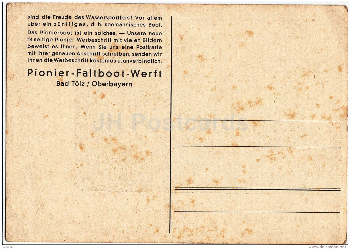 Pionier Faltboot Werft - Luft und Sonne - sport - rowing - Germany - unused - JH Postcards