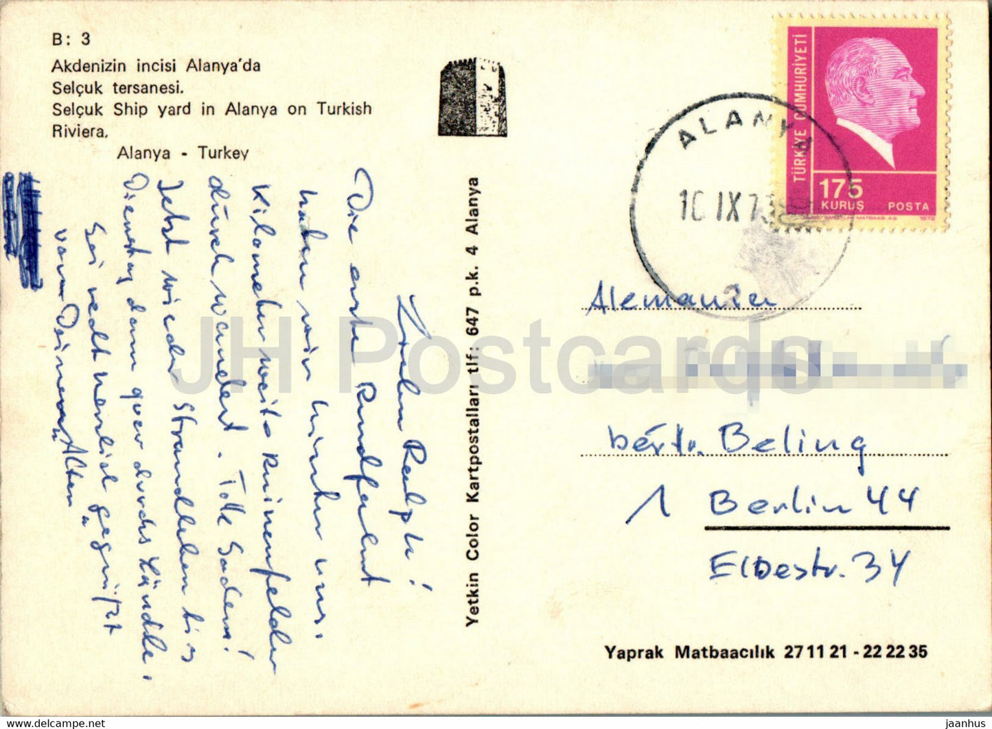 Alanya - Selcuk ship Yard in Alanya on Turkish riviera - 3 - 1970s - Turkey - used