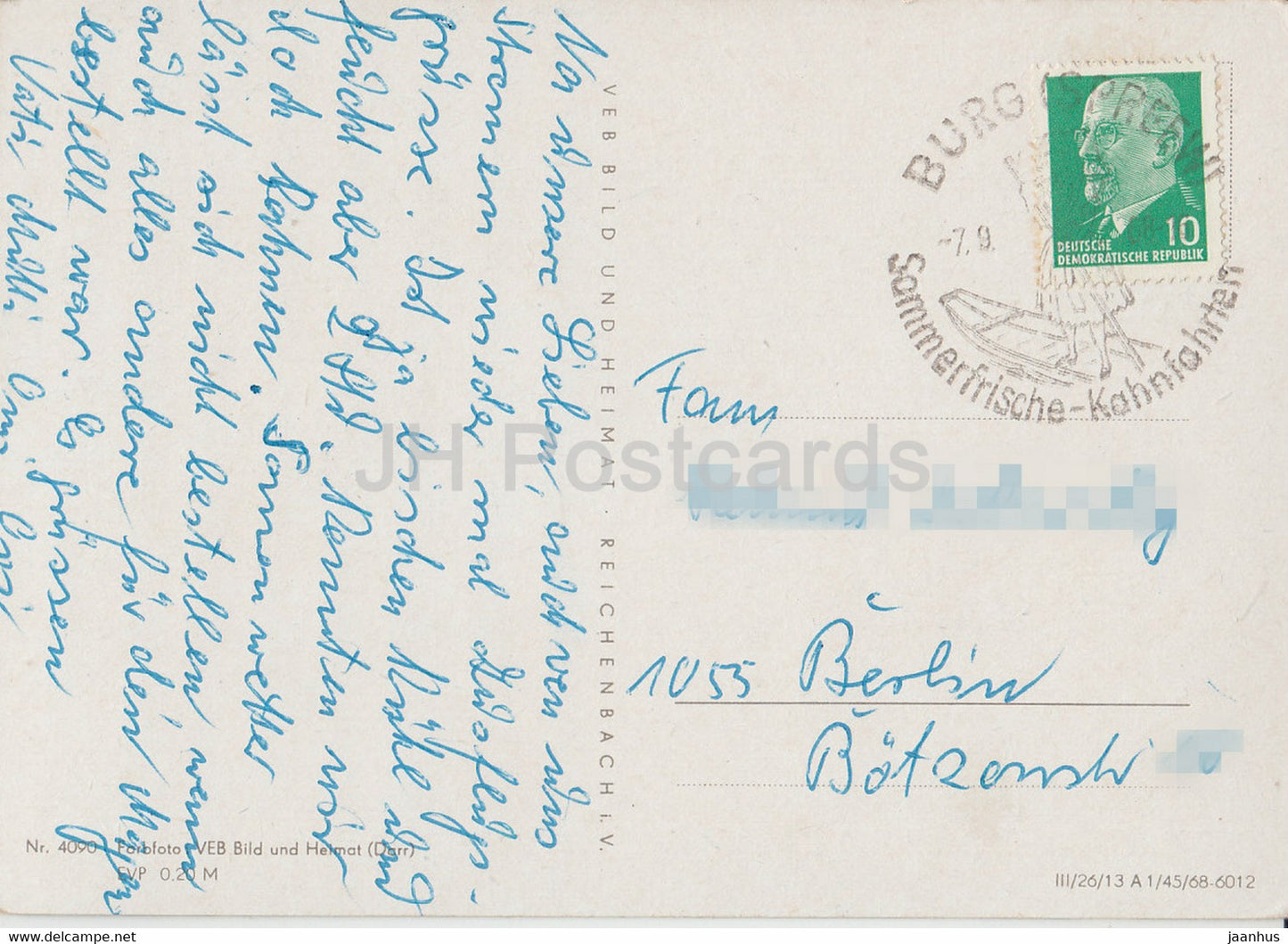 Gruss aus dem Spreewald - boat - folk costumes - 1968 - Germany DDR - used