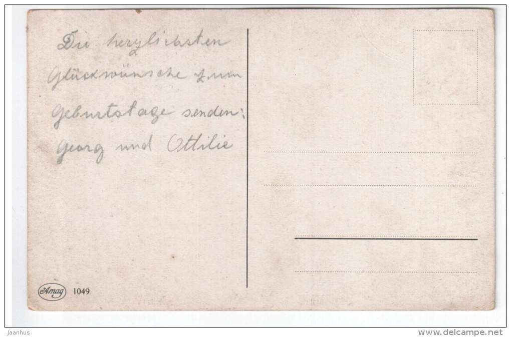 illustration by Fiebiger - ruins trees - Amag 1049 - old postcard - used - JH Postcards