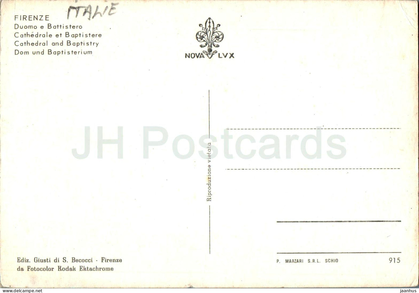 Firenze - Florence - Duomo e Battistero - Cathédrale et baptistère - 915 - Italie - inutilisé