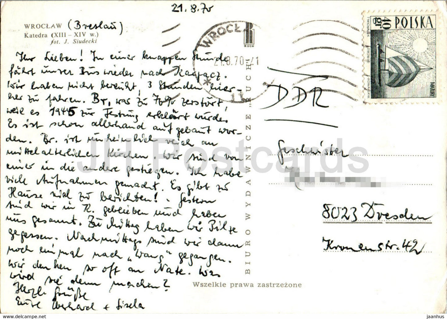 Wroclaw - Katedra - cathedral - 1970 - Poland - used