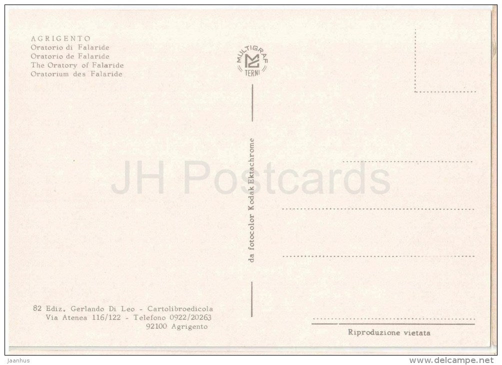 Oratorio di Falaride - oratory - Agrigento - Sicilia - 82 - Italia - Italy - unused - JH Postcards